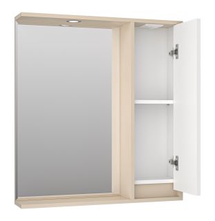 Зеркальный шкаф с подсветкой Brevita Balaton BAL-04075-03-01П правый 75см белый/бежевый