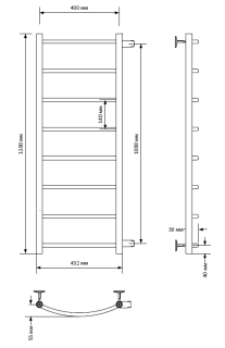 Полотенцесушитель водяной Indigo Arc LASW110-40-б/п-100 110x40 см хром