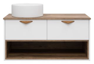 Подвесная тумба под раковину Brevita Bergen BER-07105-19-01-2Я с подсветкой 105см дуб Галифакс олово/белый