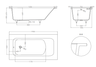 Ванна из искусственного камня Salini Orlanda Plus Kit S-Sense 102114GRF 190x100см RAL полностью