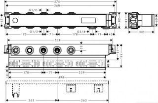 Скрытая часть Hansgrohe RainSelect для ванны с 3 кнопками 15311180