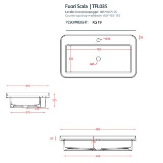 Раковина ArtCeram Fuori Scala TFL035 01 00 *1 белая 80.5 см