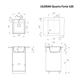 Кухонная мойка Ulgran Quartz Forte 425-03 десерт