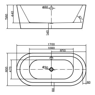 Акриловая ванна Swedbe Vita 8812 170x80см белый