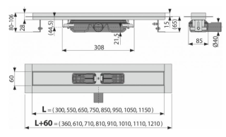 Душевой лоток AlcaPlast Professional Low для цельной решетки 85см хром APZ106-850