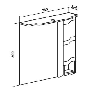 Зеркальный шкаф Runo правый Стиль 75 (00000001128)