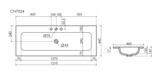 Раковина Ceramicanova Grace CN7024MB 120 см чёрный матовый