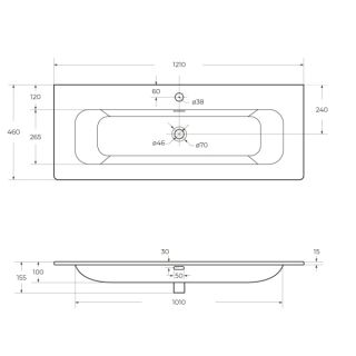 Раковина керамическая CEZARES 120 см, CZR-8073-120 белый
