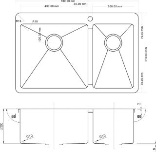 Мойка кухонная Zorg Inox RX R 78-2-51-L