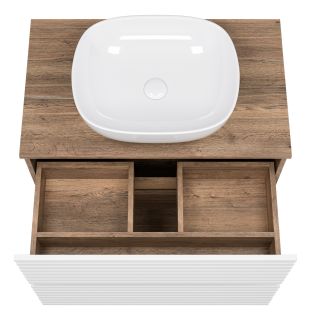 Напольная тумба под раковину Brevita Dakota DAK-07080-19/01-2Я 80см дуб Галифакс олово/белый