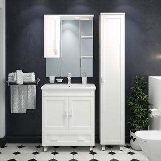 Зеркальный шкаф с подсветкой Misty Дива 85см правый белый