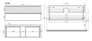 Подвесная тумба под раковину Sancos Delta DL120W 120см дуб светлый/белый