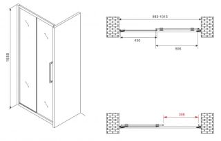 Душевая дверь ABBER Schwarzer Diamant AG30100BMH 100см чёрный