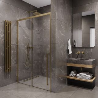 Душевая дверь в нишу Timo T52R 120 см правая золото матовое