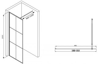 Душевая перегородка ABBER Immer Offen 100см чёрный AG62100B8