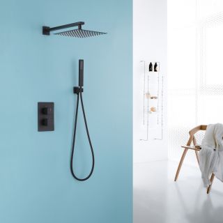 Душевая система ABBER Daheim AF8251B с термостатом чёрный матовый