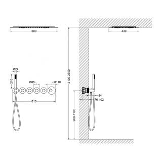 Душевой комплект Timo Saona SX-2319/03SM с термостатом чёрный матовый