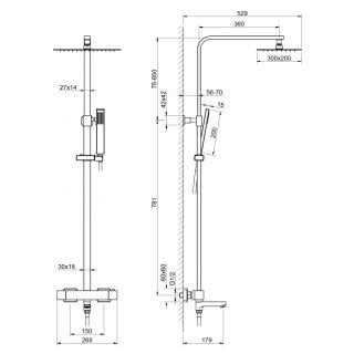 Душевая стойка Timo Tetra-Thermo SX-0169/16 с термостатом белый матовый