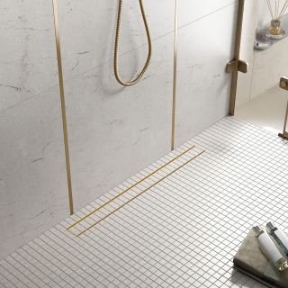 Душевой лоток Timo Drain System DS230209/17 90см с двусторонней панелью plate под плитку золото матовое