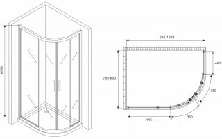Душевой уголок ABBER Schwarzer Diamant AG01180M 100x80см хром