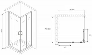 Душевой уголок ABBER Schwarzer Diamant AG020805 80x80см хром