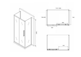 Душевой уголок ABBER Schwarzer Diamant 120x80см чёрный AG30120BH-S80B-S80B