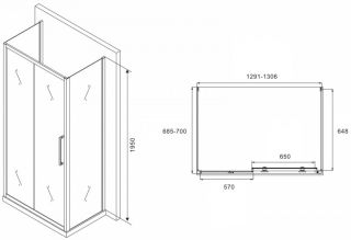 Душевой уголок ABBER Schwarzer Diamant AG30130H-S70-S70 130x70см хром