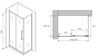 Душевой уголок ABBER Schwarzer Diamant AG30160MH-S70M 160x70см хром