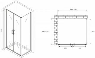 Душевой уголок ABBER Sonnenstrand 100x70см хром AG04100C-S70