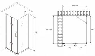Душевой уголок ABBER Zart AG08070P-S91 70x90см хром