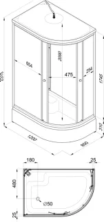 Душевая кабина Triton Коралл Щ0000038532 левая 120x80 см профиль белый стекло мозаика
