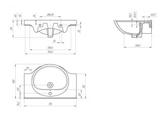 Мебельная раковина Cersanit Erica 80см белый 00000002206