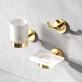 Стеклянная мыльница с настенным держателем AM.PM X-Joy A85A34299 золото