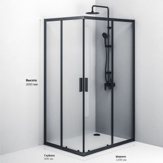 Душевой уголок Am.Pm Gem S 120x90см чёрный матовый W93G-404-120290-BT
