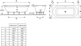 Акриловая ванна Jacob Delafon ODEON RIVE GAUCHE E6D152-00 170 x 75