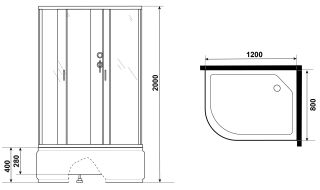 Душевая кабина Niagara NG-2310-14RBKG с гидромассажем 120x80см серебро/матовое