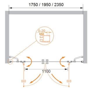 Душевая дверь CEZARES ELENA-W-B-22-200-C-Cr хром