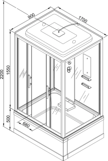 Душевая кабина AvaCan EM4517 с LED-подсветкой 170x90 см