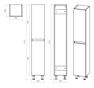 Напольный шкаф - пенал Misty Енисей 30см универсальный белый