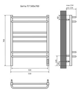 Электрический полотенцесушитель Aquatek Бетта AQ EL KRC0770CH П7 50x70см хром