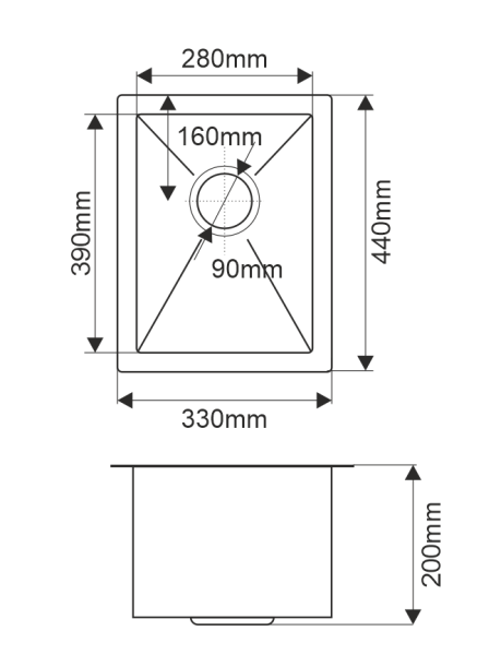 Мойка R3344H Melana ProfLine 3,0/200 сатин
