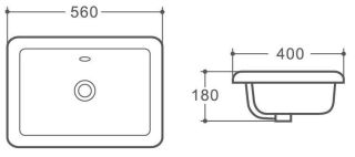Раковина полувстраиваемая Art&Max 56см белый AM6280