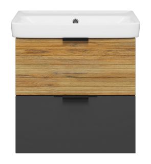 Подвесная тумба под раковину Misty Форест 60см дуб Вотан/антрацит