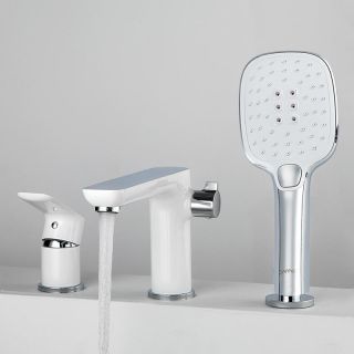 Смеситель на борт ванны Gappo G1148 белый/хром