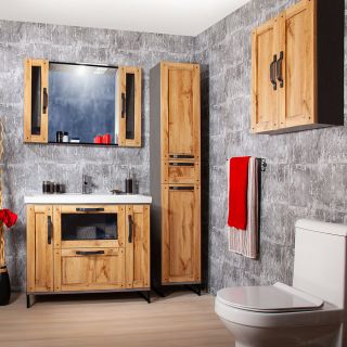 Тумба под раковину Бриклаер Лофт 4627125413377 100 см метрополитен грей