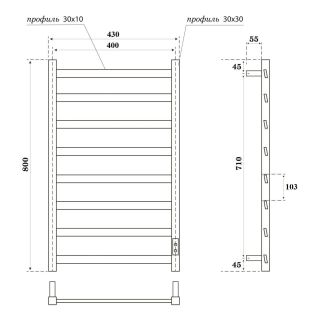 Полотенцесушитель электрический APEXTERMO Galaxy GL00164WM 600x400 белый матовый
