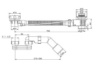 Слив-перелив Raglo R600.30 полуавтомат 60см хром