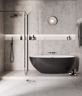 Акриловая ванна Grossman Fly GR-1104MB 170x75см чёрный матовый/белый