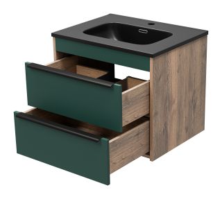 Подвесная тумба под раковину Brevita Greenwood GRE-09060-0802Я 60см зелёный/дуб Галифакс олово