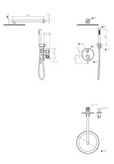 Душевая система скрытого монтажа Grocenberg GB5099GO-3 Золото